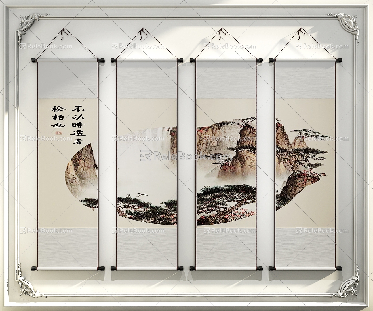 New Chinese Style Decorative Hanging Painting 3d model