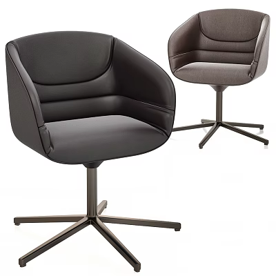 Modern Office Chair With Leather Upholstery Swivel Metal Base Black And Gray 3d model