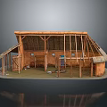 Traditional Thatched Roof Building Structure With Wooden Frame And Rustic Interior