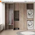 Modern Wooden Bathroom Cabinet Rack With Storage Shelves And Washing Machines