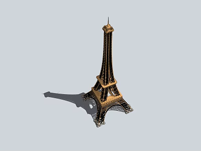 Golden Eiffel Tower 3D Model With Detailed Metal Structure And Shadow 3d model