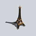 Golden Eiffel Tower 3D Model With Detailed Metal Structure And Shadow 3d model