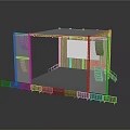 Scenic Stage Structure With Metal Frame Transparent Panels And Reflective Platform