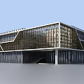Modern Architectural Design Featuring Green Roof Geometric Structure And Glass Facade