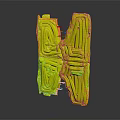 Teal Scene Component With Intricate Textured Layers And 3D Structural Design