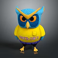 Cute Blue and Yellow Owl Plush Toy Featuring WEST CAMP Text Design
