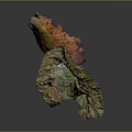 Realistic Rock Cave Landscape Structure With Green Vegetation And Open Hollow