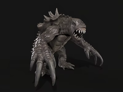 3D Rendering of Fierce Monster With Sharp Spikes Claws and Menacing Teeth 3d model