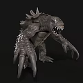 3D Rendering of Fierce Monster With Sharp Spikes Claws and Menacing Teeth