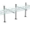 Sturdy Glass Platform With Metal Support Brackets And Modern Transparent Surface 3d model