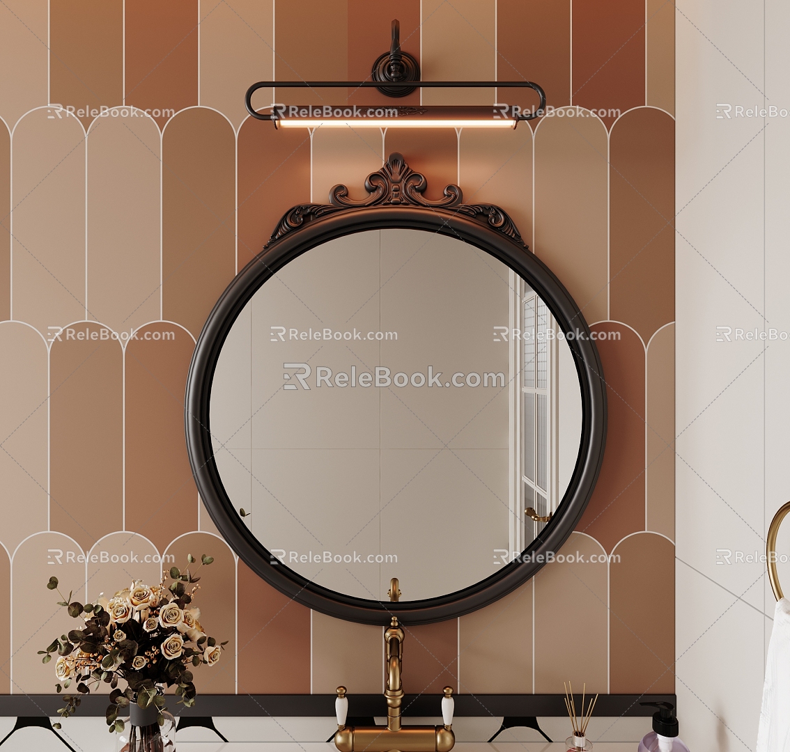 French Round Mirror French Bathroom Mirror Bathroom Mirror Cosmetic Mirror Decorative Mirror 3d model