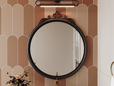 French Round Mirror French Bathroom Mirror Bathroom Mirror Cosmetic Mirror Decorative Mirror 3d model