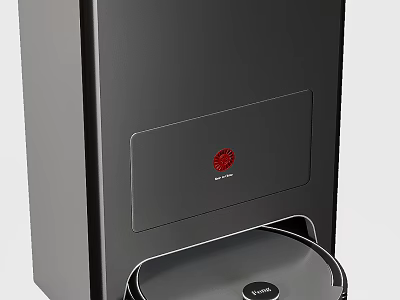 Modern Gray Daily Electrical Appliance With Red Logo For Kitchen Waste Disposal 3d model