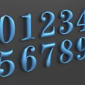 Blue 3D Digital Numbers Design with Glossy Surface on Dark Background