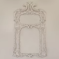 Elegant Ornate Golden Frame Mirror Reflecting Living Room With Sofa Chandelier And Marble Wall