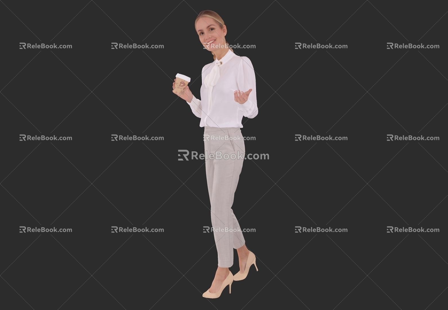 Standing posture lady talking posture workplace lady 3d model