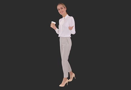 Standing posture lady talking posture workplace lady 3d model