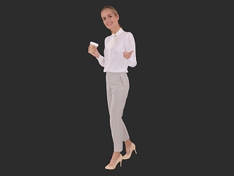 Standing posture lady talking posture workplace lady 3d model