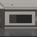 Modern Living Room Interior With TV Wall Lighted Display Shelf And Gray Floor
