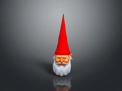 Woman Standing With Adorable Garden Gnome Wearing Red Pointed Hat And White Beard 3d model