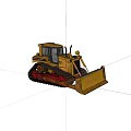 Yellow Bulldozer Heavy Construction Vehicle With Tracks 3d model