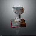 Classic Stone Carved Decorative Vessel With Intricate Patterns And Red Base