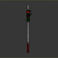 Traffic Light Installation With Silver Vertical Pole And Red Base Part