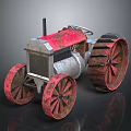 Vintage Red And Silver Tractor With Large Wheels And Classic Design