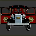 Vintage Red And Black Fire Truck With Open Doors And Classic Design