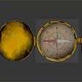 Vintage Open Yellow Compass With Gold Dial And Hanging Loop For Daily Life Supplies