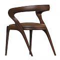Stylish Modern Accent Chair With Dark Wood Frame Curved Arms And Leather Seat