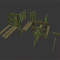 Wooden Pallet Construction Components With Various Structural Planks And Frames