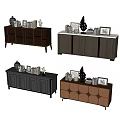 Various Modern TV Stand Designs With Photo Frames Vases And Decorative Items