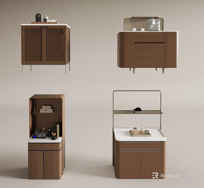 Modern Wooden Entryway Cabinet And Sideboard With Storage Drawers And Tabletop 3d model 