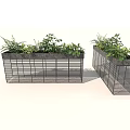 Stylish Metal Grid Rectangular Planter Boxes With Lush Green Plants For Outdoor Garden Landscape Decoration