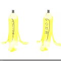Yellow Banana Sculptures With Caution Text And Chinese Slip Warning On Grid Floor