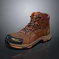 Brown Leather Hiking Boots With Laces Orange Sole And Durable Outdoor Design