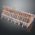 Building Construction Framework With Grid Structure Support Beams And Crossed Columns Design