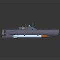 Modern Gray Military Submarine Featuring Missile And Blue Light Structure