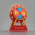 Red Gold Lucky Draw Wheel With Colorful Prize Sections And Lottery Base Stand