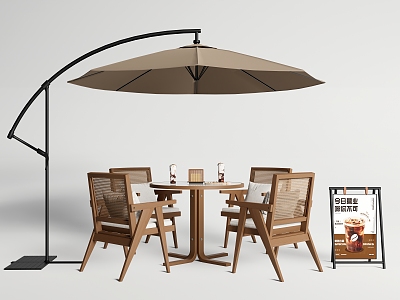 Modern Outdoor Table and Chair Casual Table and Chair Rattan Chair 3d model