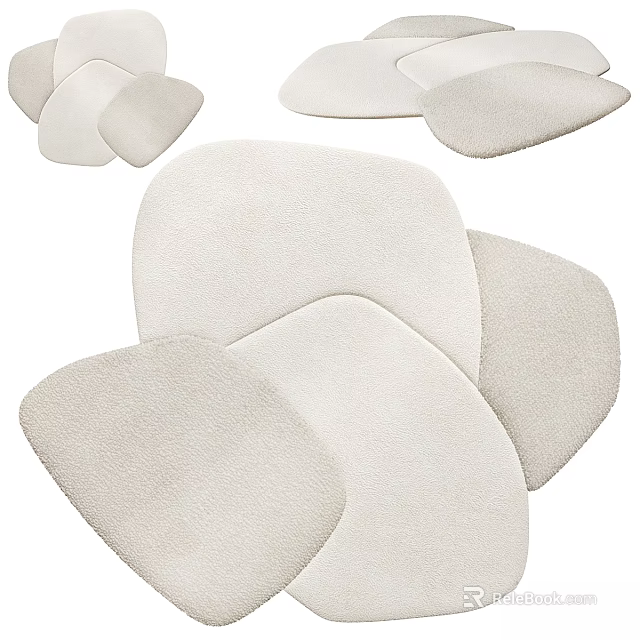 Soft Plush Beige Square Rugs In Multiple Layered Design For Modern Home Decor 3d model