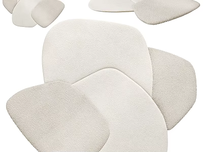 Soft Plush Beige Square Rugs In Multiple Layered Design For Modern Home Decor 3d model