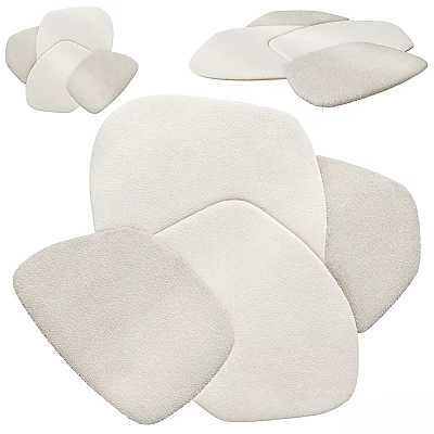 Soft Plush Beige Square Rugs In Multiple Layered Design For Modern Home Decor 3d model