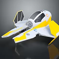 Pilot Operating Yellow White Spaceship With Cockpit And Wing Structure 3d model