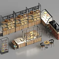 Retail Bakery Display Shelves With Glass Cases Wooden Racks And Pastry Bread Layout