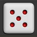 White Dice With Red Dots On Dark Background Showing 3D Reflection 3d model