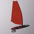 Sailboat Shaped Decorative Ornament Set With Red Hexagonal Pattern And Black Base Details 3d model