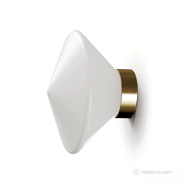 Modern Minimalist Wall Light With White Shade And Gold Metal Base 3d model 