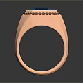 Copper Metal Ring With Blue Gemstone And Black Decoration For Hardware Tools 3d model